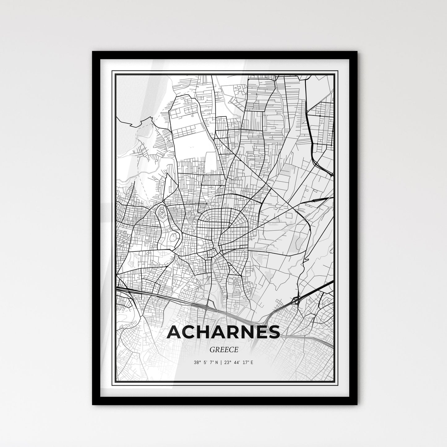 Acharnes Greece - Scandinavian Style City Map for Modern Home Decor