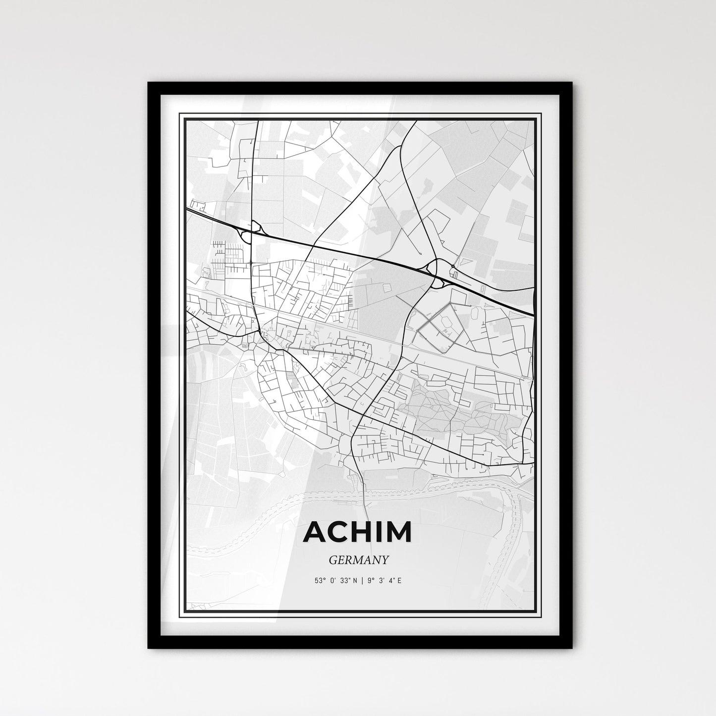 Achim Germany - Scandinavian Style City Map for Modern Home Decor