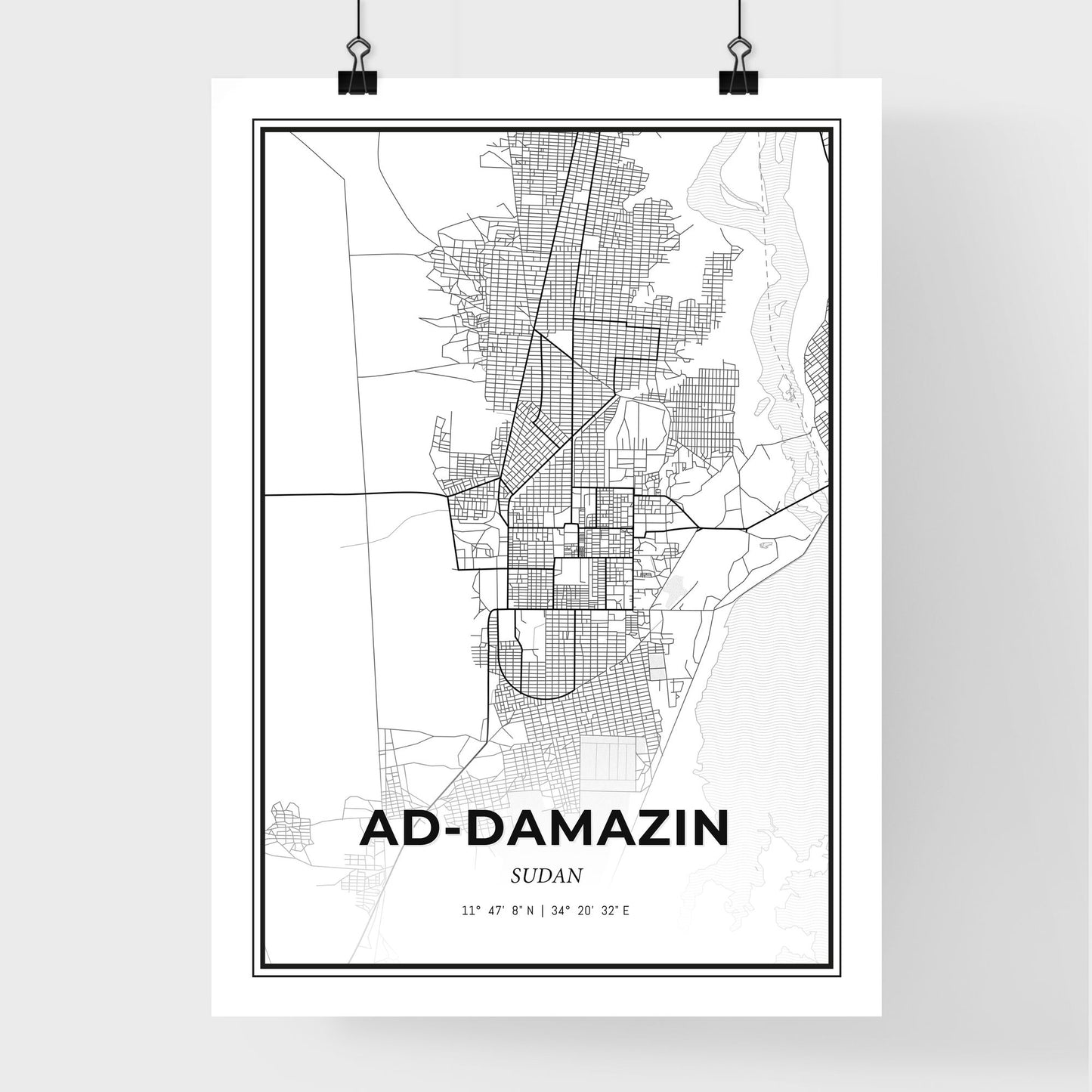 Ad-Damazin Sudan - Premium City Map Poster