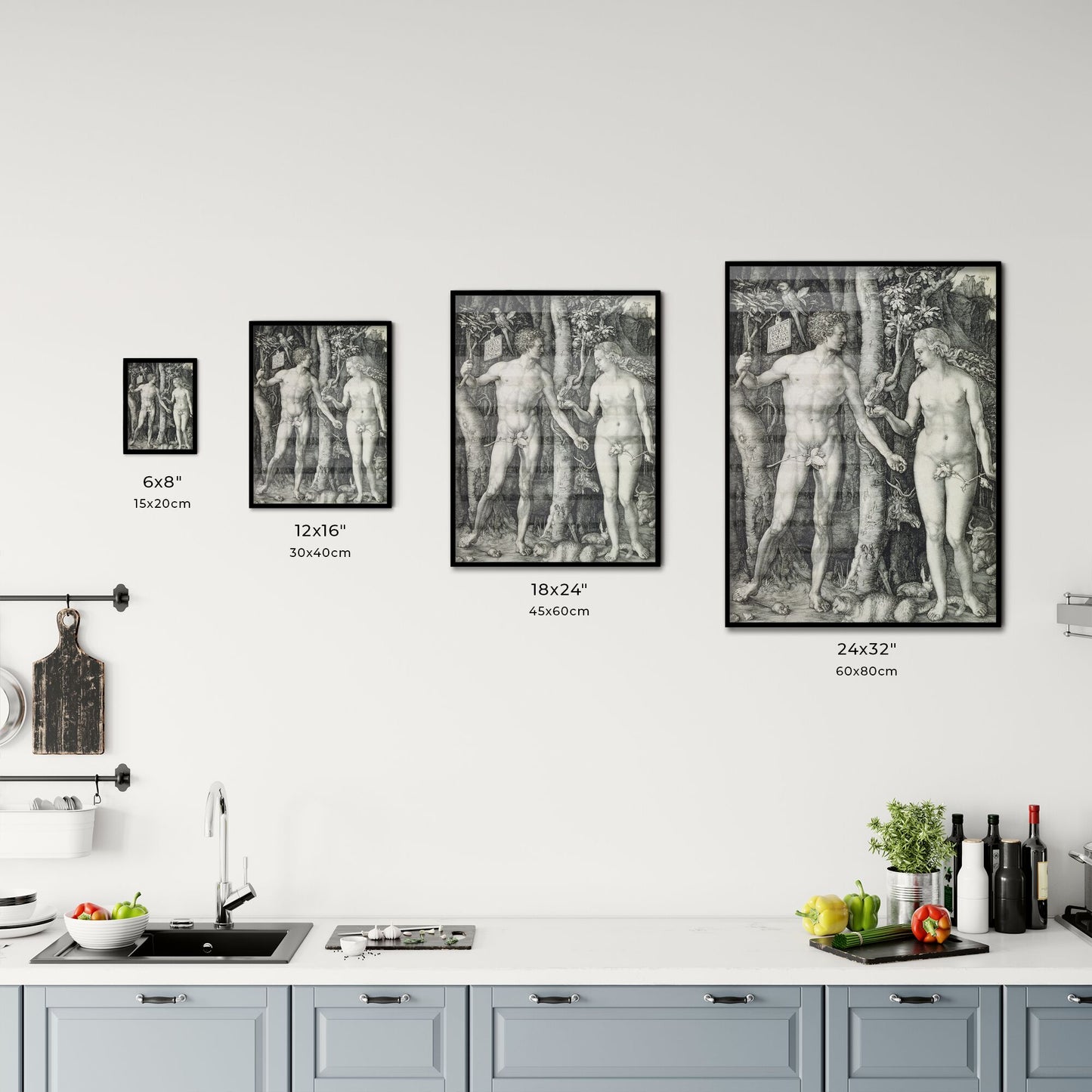 Adam and Eve by Albrecht Dürer Size Chart