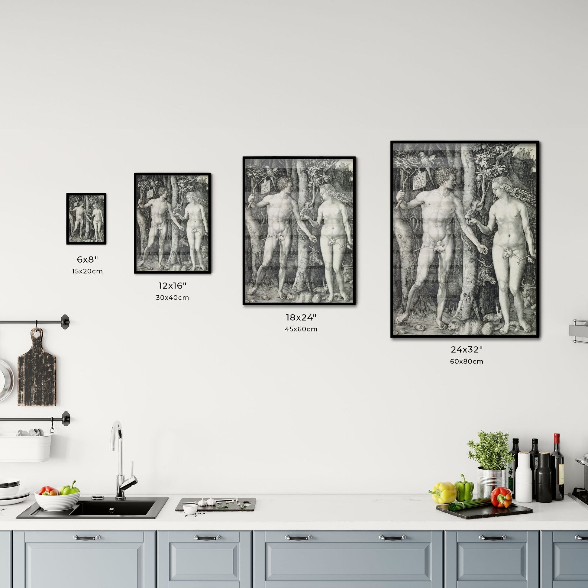 Adam and Eve by Albrecht Dürer Size Chart