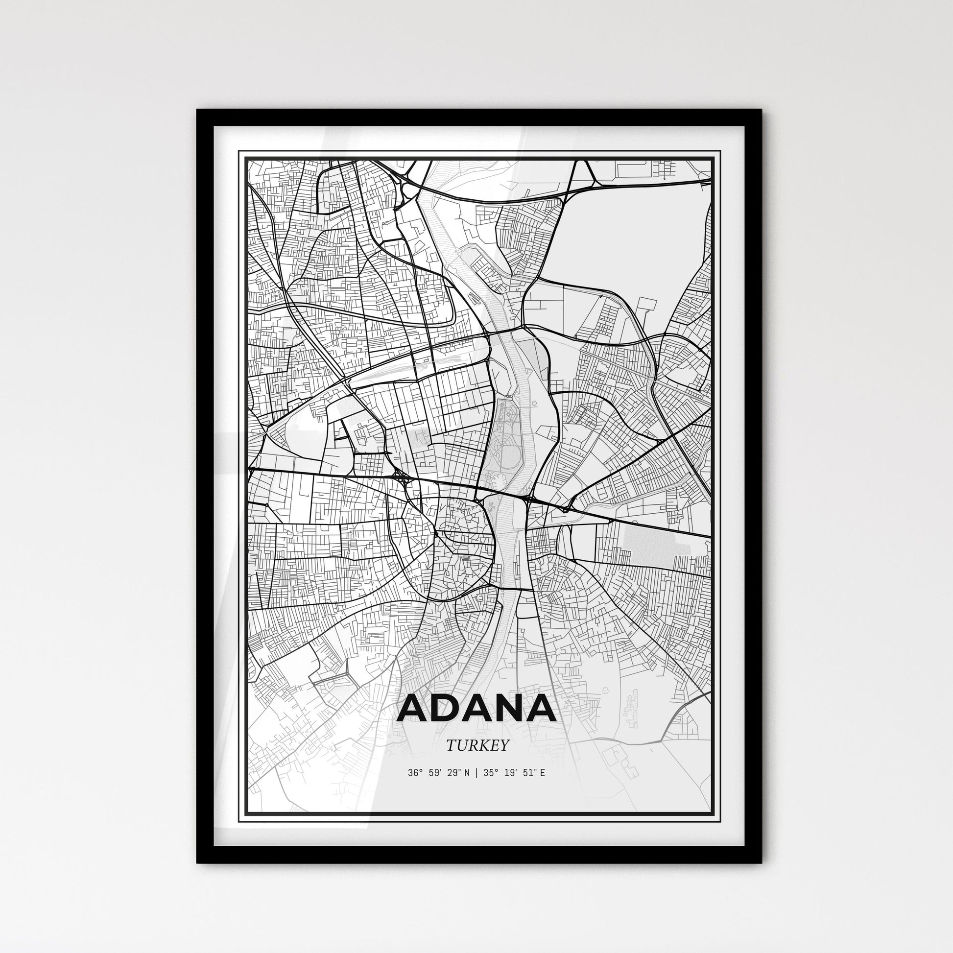 Adana Turkey - Scandinavian Style City Map for Modern Home Decor