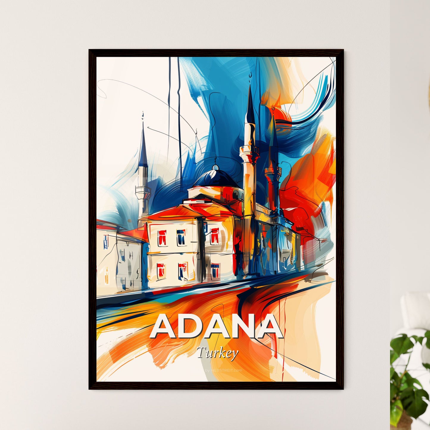 Vibrant Adana, Turkey - A Painting Of A Building With Towers