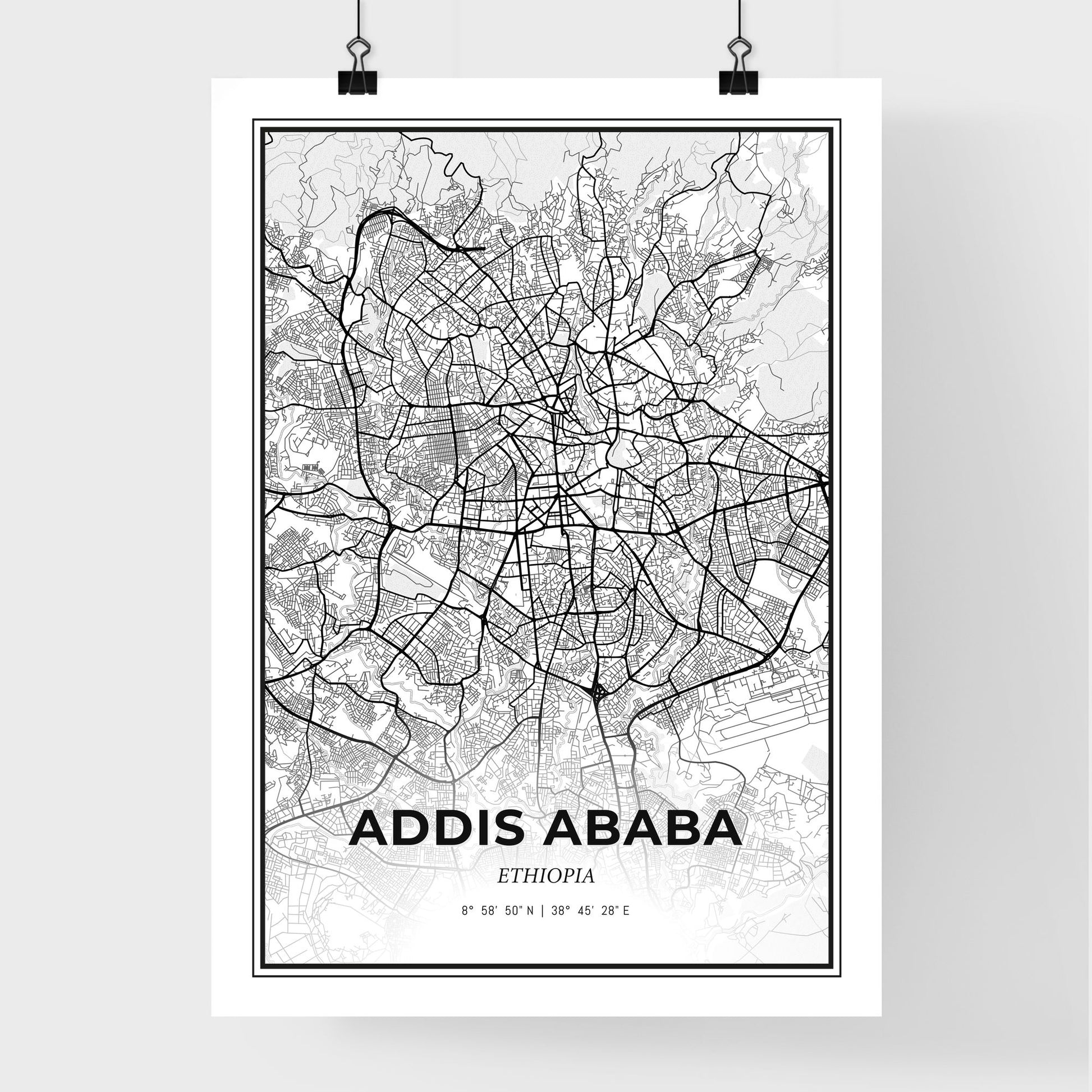 Addis Ababa Ethiopia - Premium City Map Poster