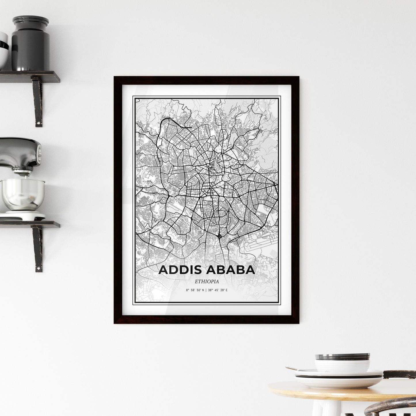 Addis Ababa Ethiopia - Minimal City Map