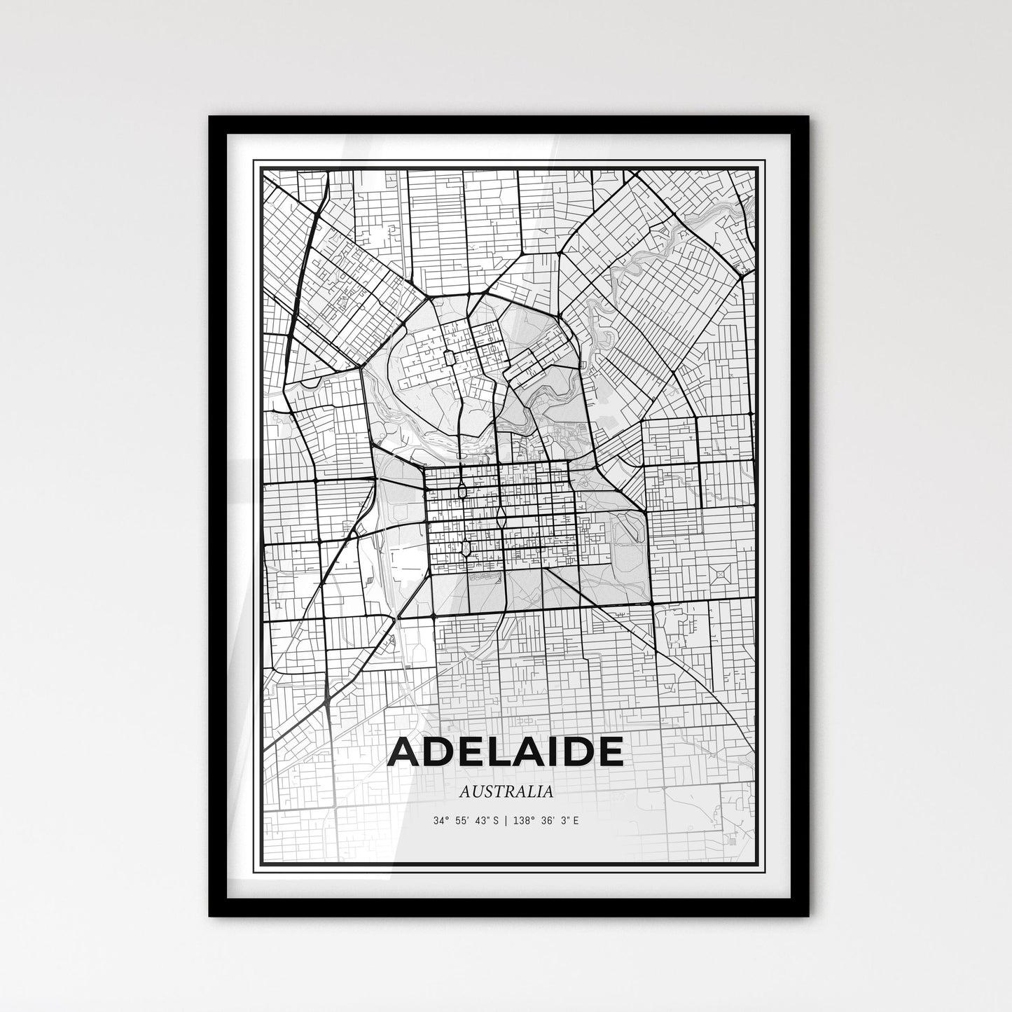 Adelaide Australia - Scandinavian Style City Map for Modern Home Decor