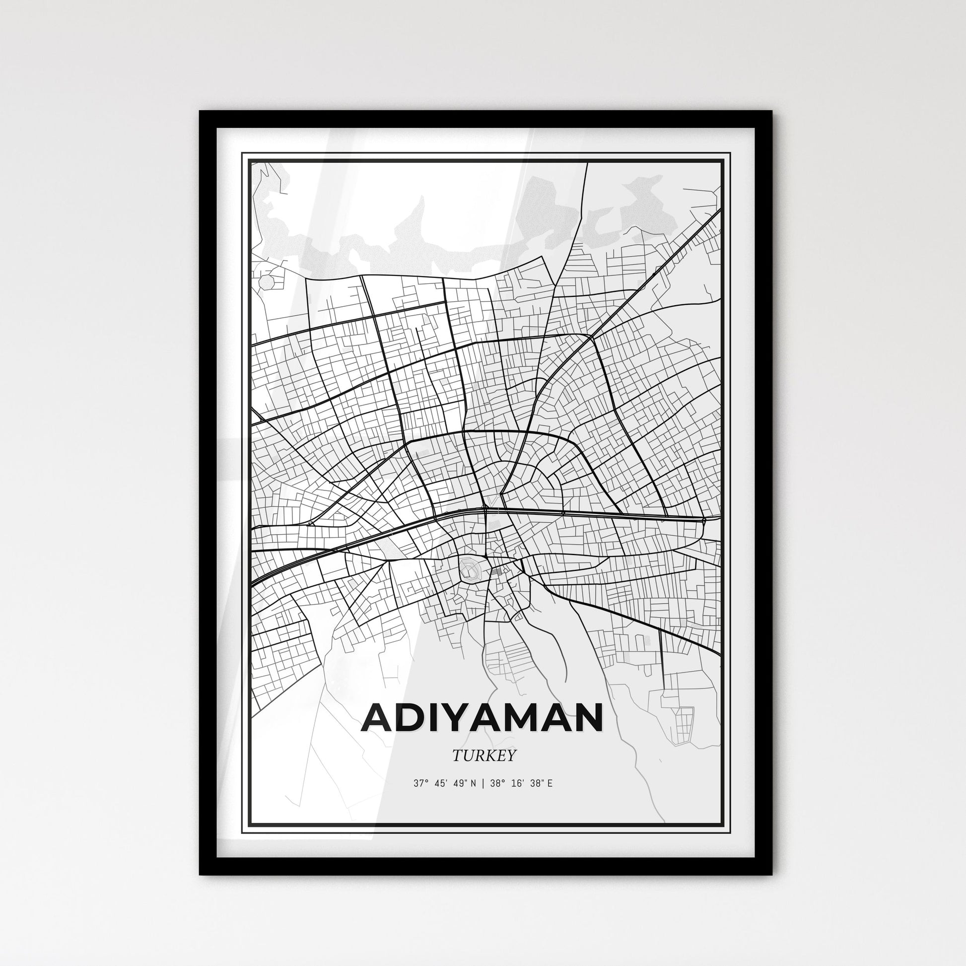 Adıyaman Turkey - Scandinavian Style City Map for Modern Home Decor