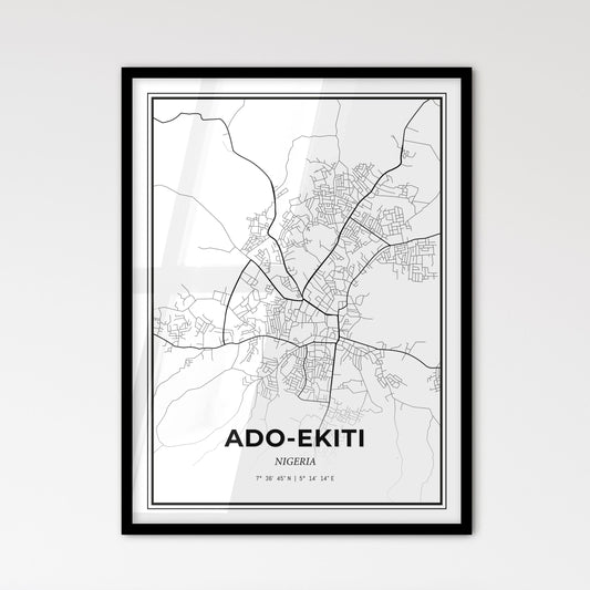 Ado-Ekiti Nigeria - Scandinavian Style City Map for Modern Home Decor