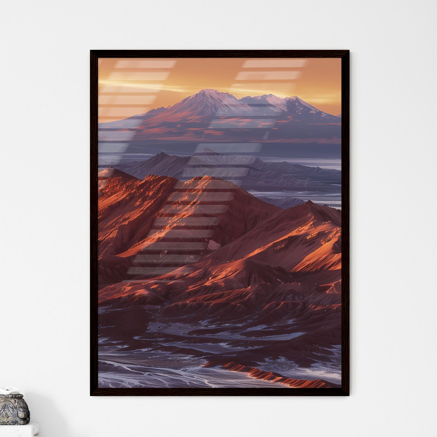 Colorful Sunset Landscape Painting - Framed Art Print