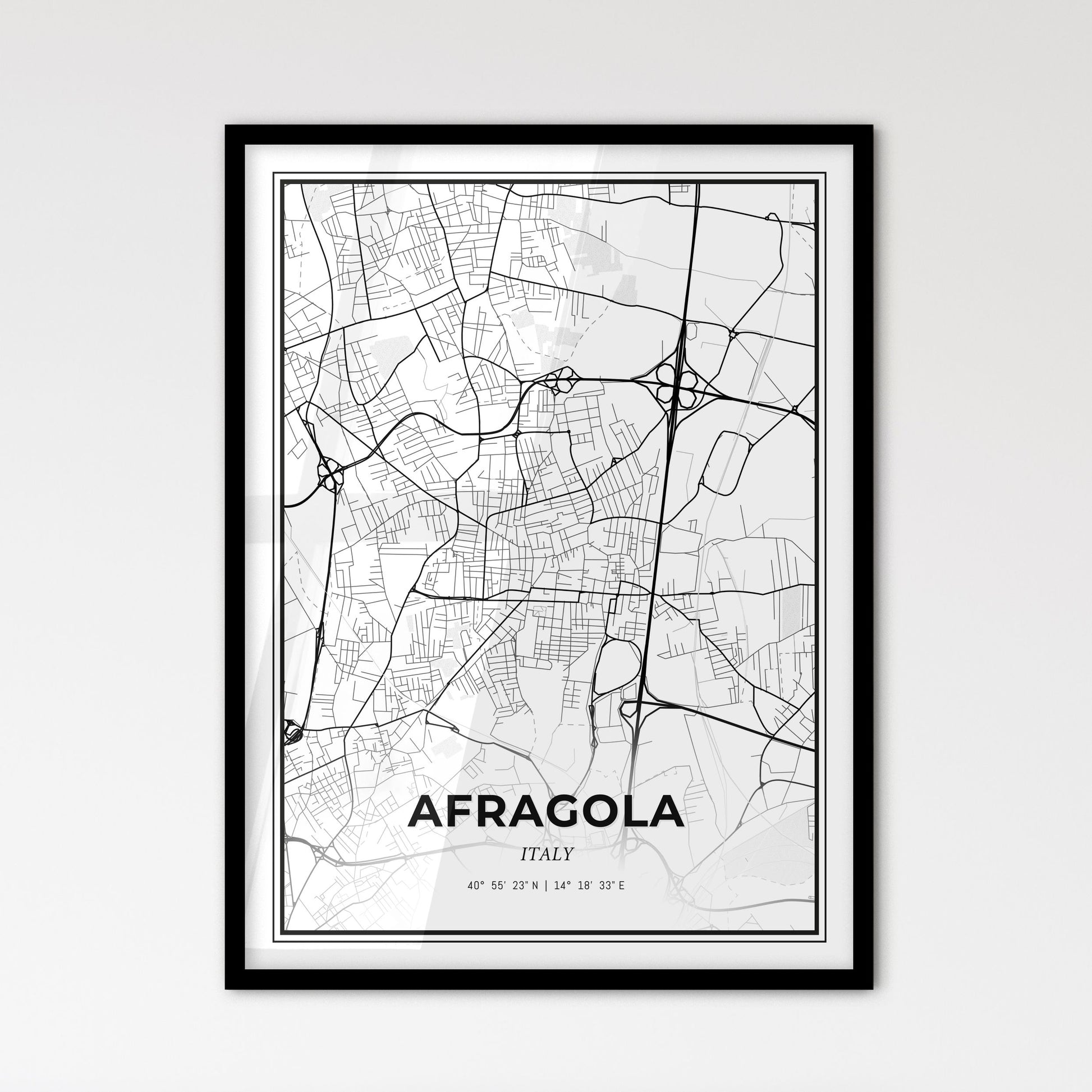 Afragola Italy - Scandinavian Style City Map for Modern Home Decor