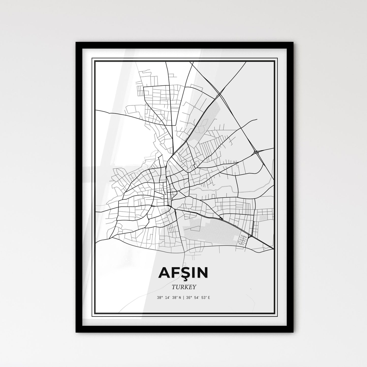 Afşin Turkey - Scandinavian Style City Map for Modern Home Decor