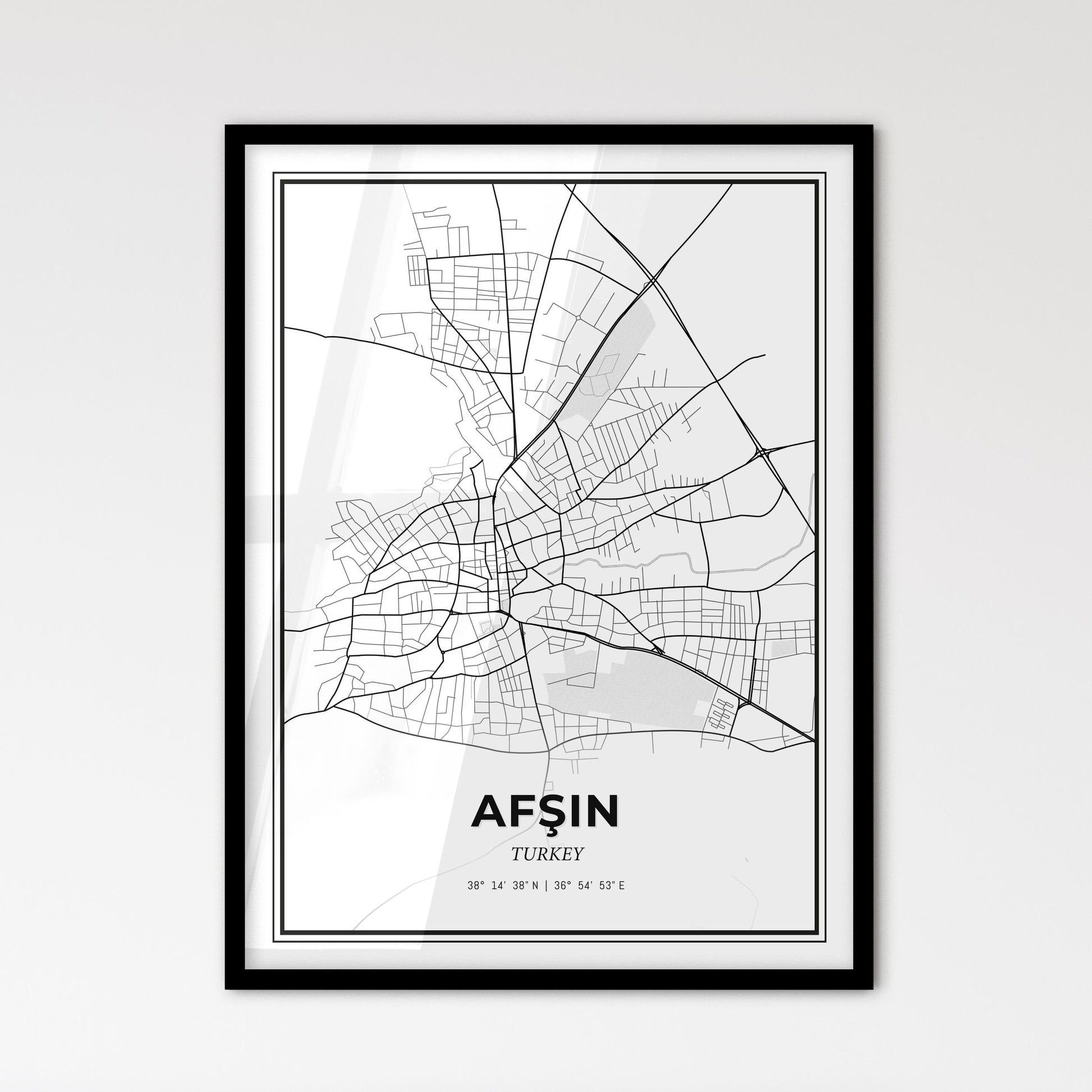 Afşin Turkey - Scandinavian Style City Map for Modern Home Decor