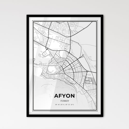 Afyon Turkey - Scandinavian Style City Map for Modern Home Decor