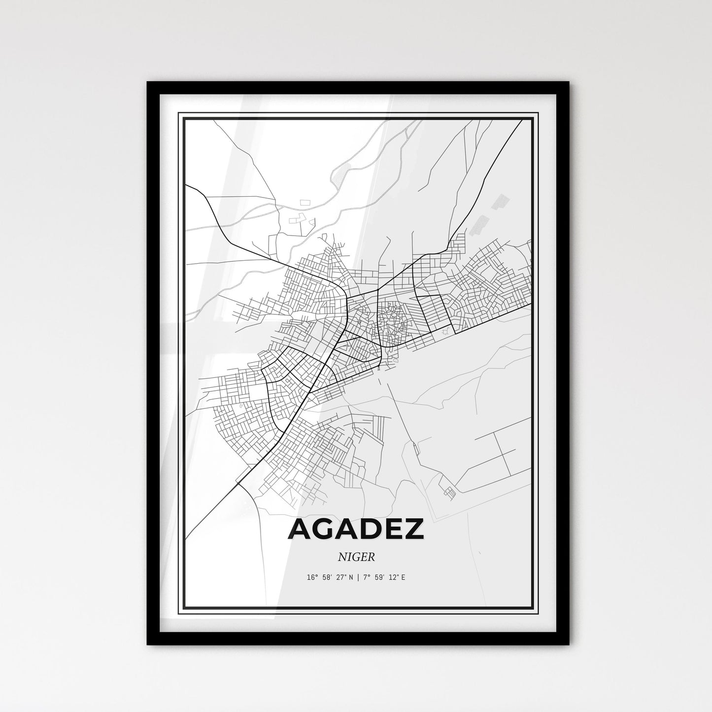 Agadez Niger - Scandinavian Style City Map for Modern Home Decor