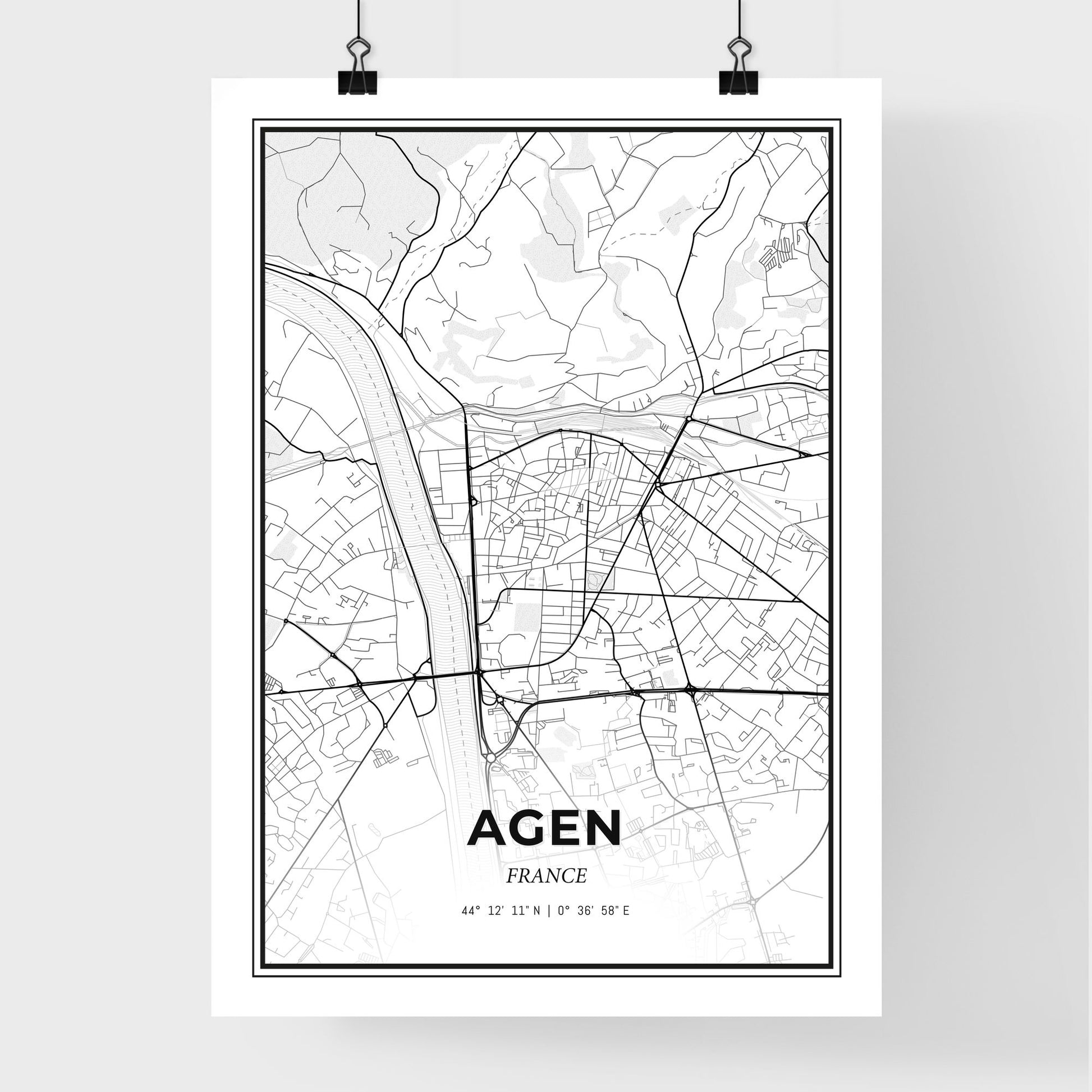 Agen France - Premium City Map Poster