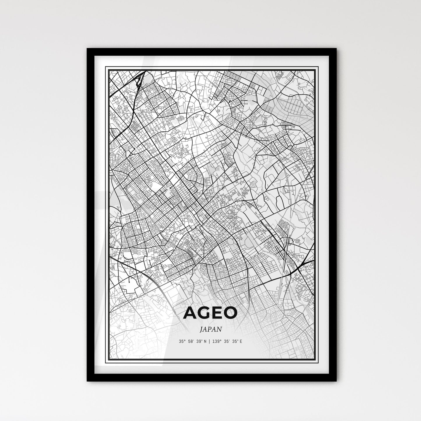 Ageo Japan - Scandinavian Style City Map for Modern Home Decor