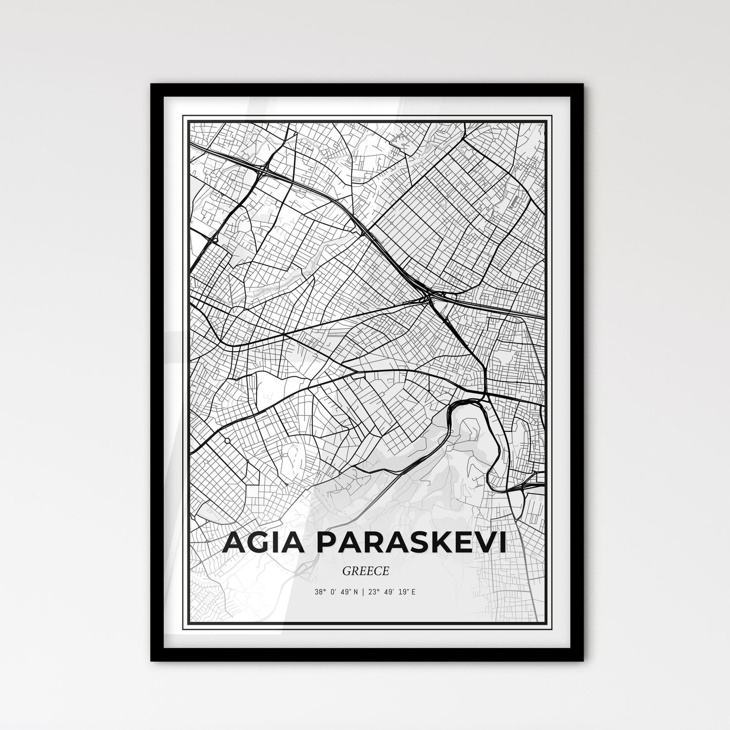 Agia Paraskevi Greece - Scandinavian Style City Map for Modern Home Decor