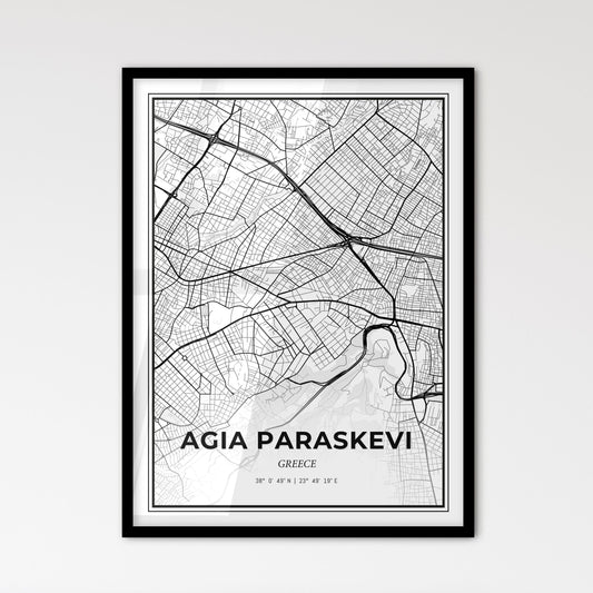 Agia Paraskevi Greece - Scandinavian Style City Map for Modern Home Decor