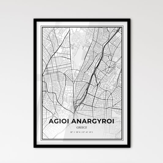 Agioi Anargyroi Greece - Scandinavian Style City Map for Modern Home Decor