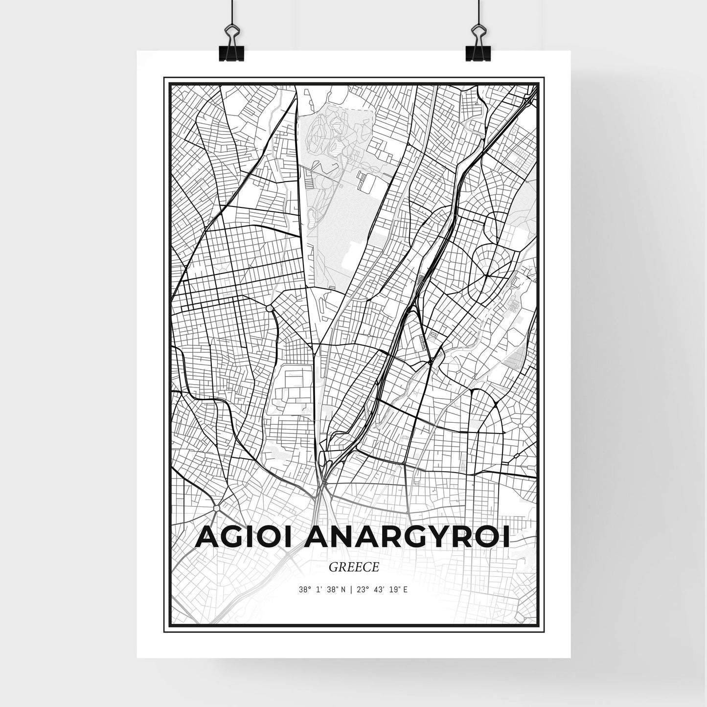 Agioi Anargyroi Greece - Premium City Map Poster