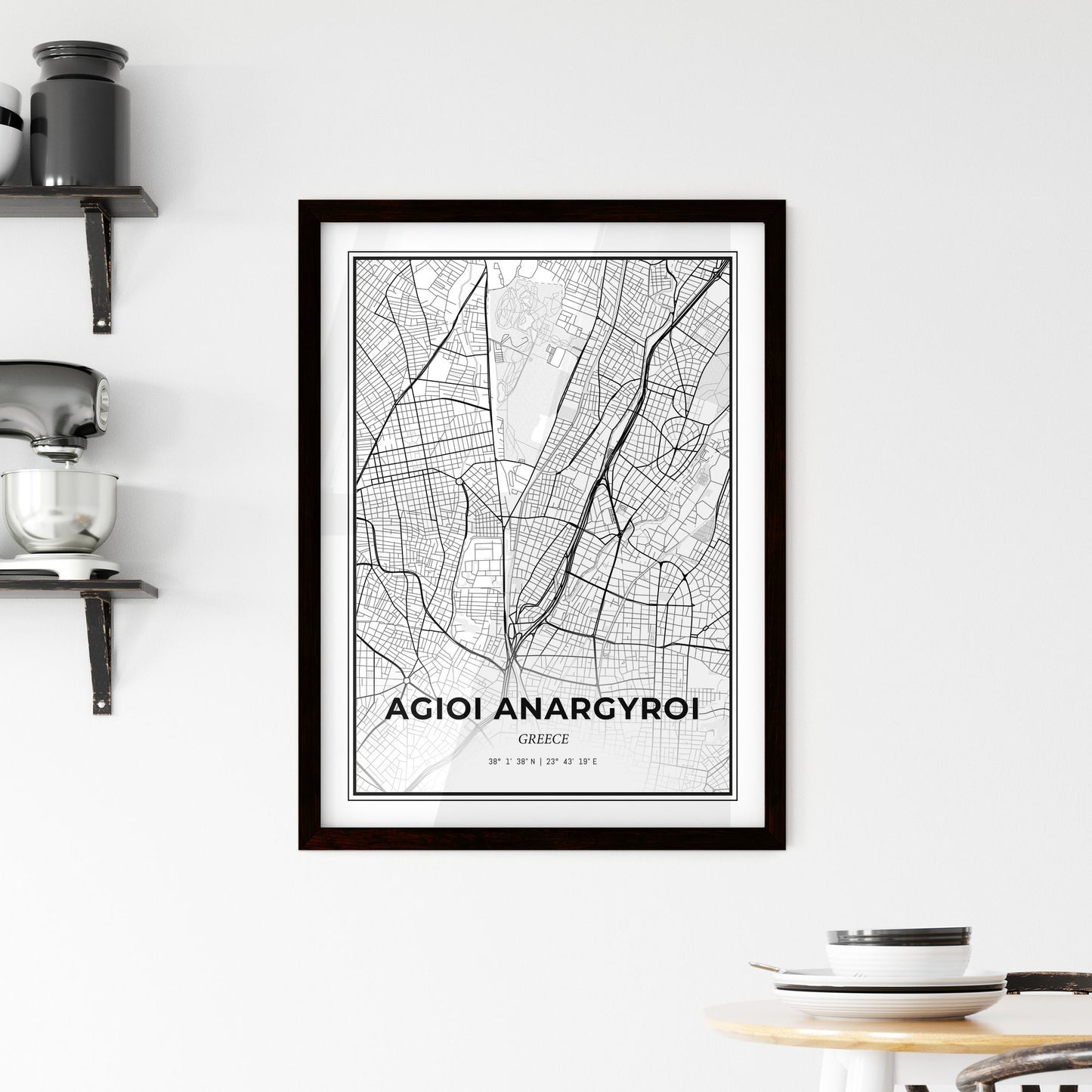 Agioi Anargyroi Greece - Minimal City Map