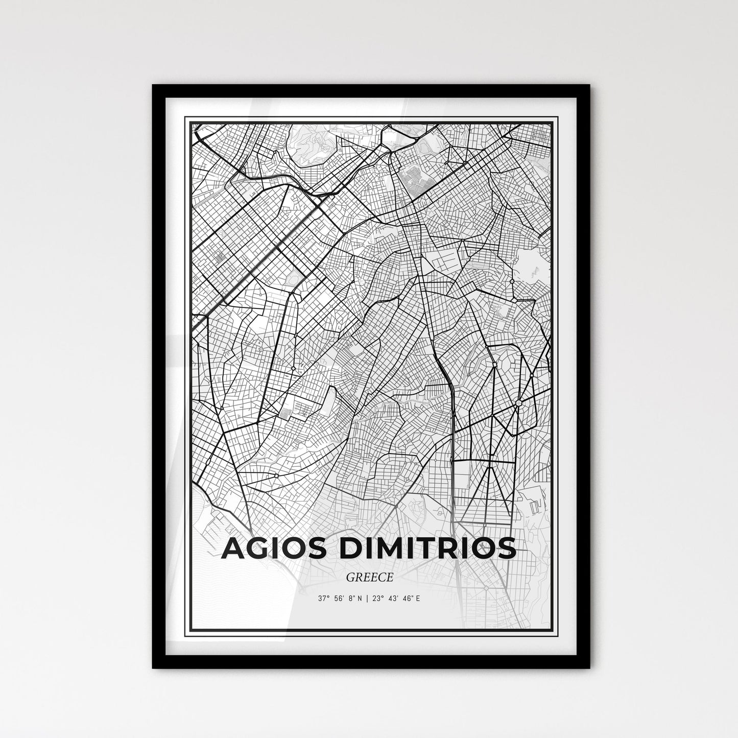 Agios Dimitrios Greece - Scandinavian Style City Map for Modern Home Decor