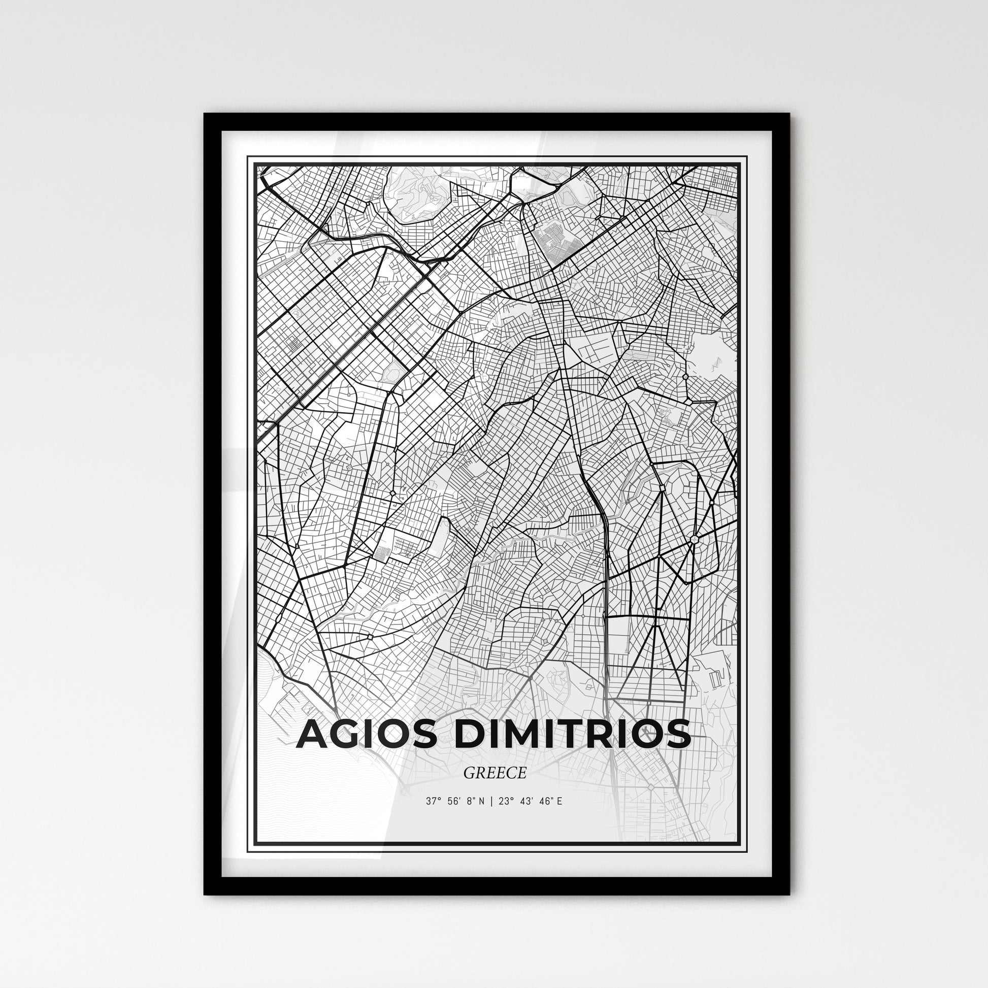 Agios Dimitrios Greece - Scandinavian Style City Map for Modern Home Decor