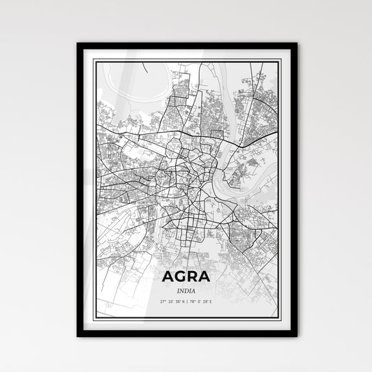 Agra India - Scandinavian Style City Map for Modern Home Decor