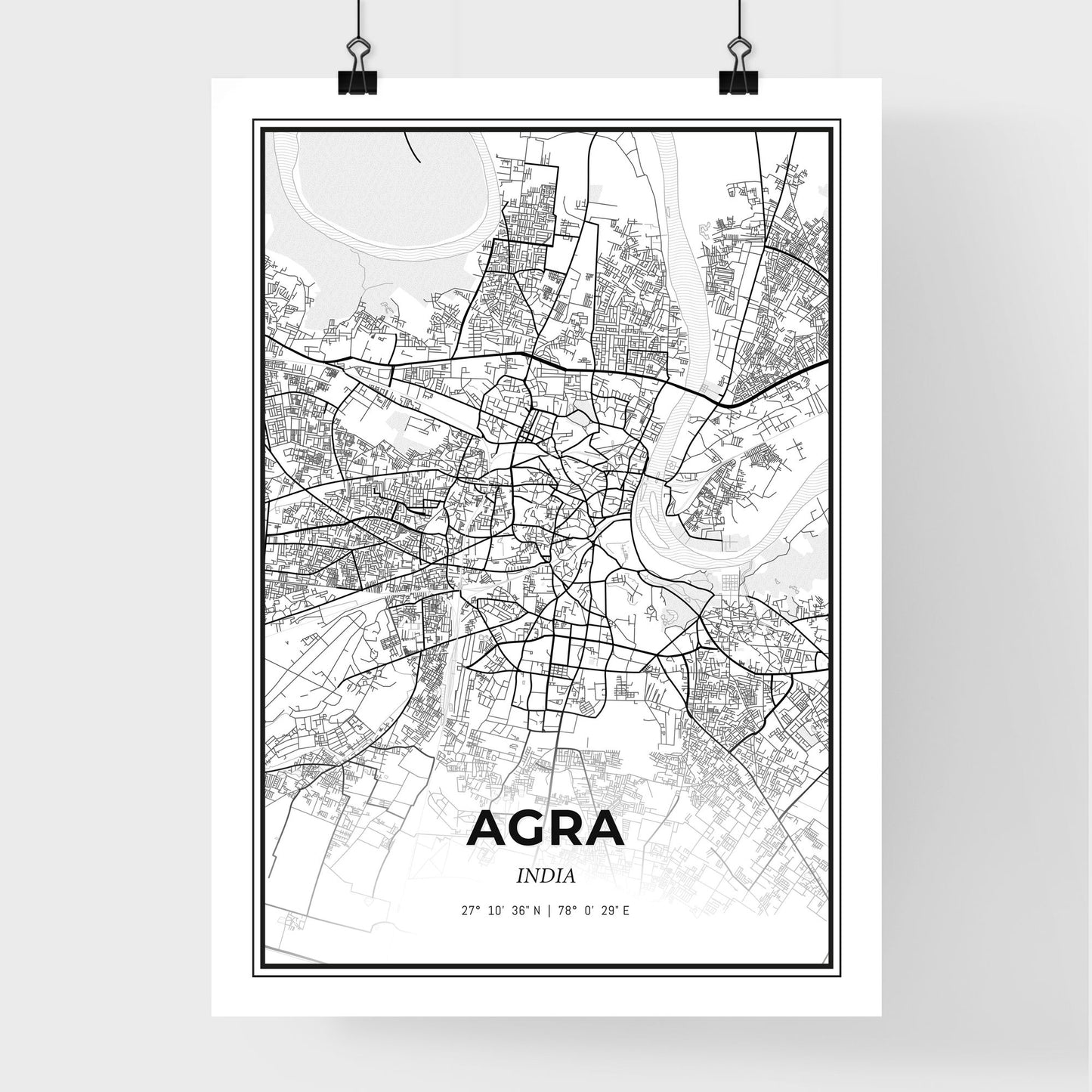 Agra India - Premium City Map Poster