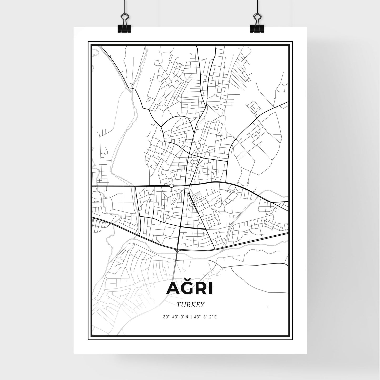 Ağrı Turkey - Premium City Map Poster