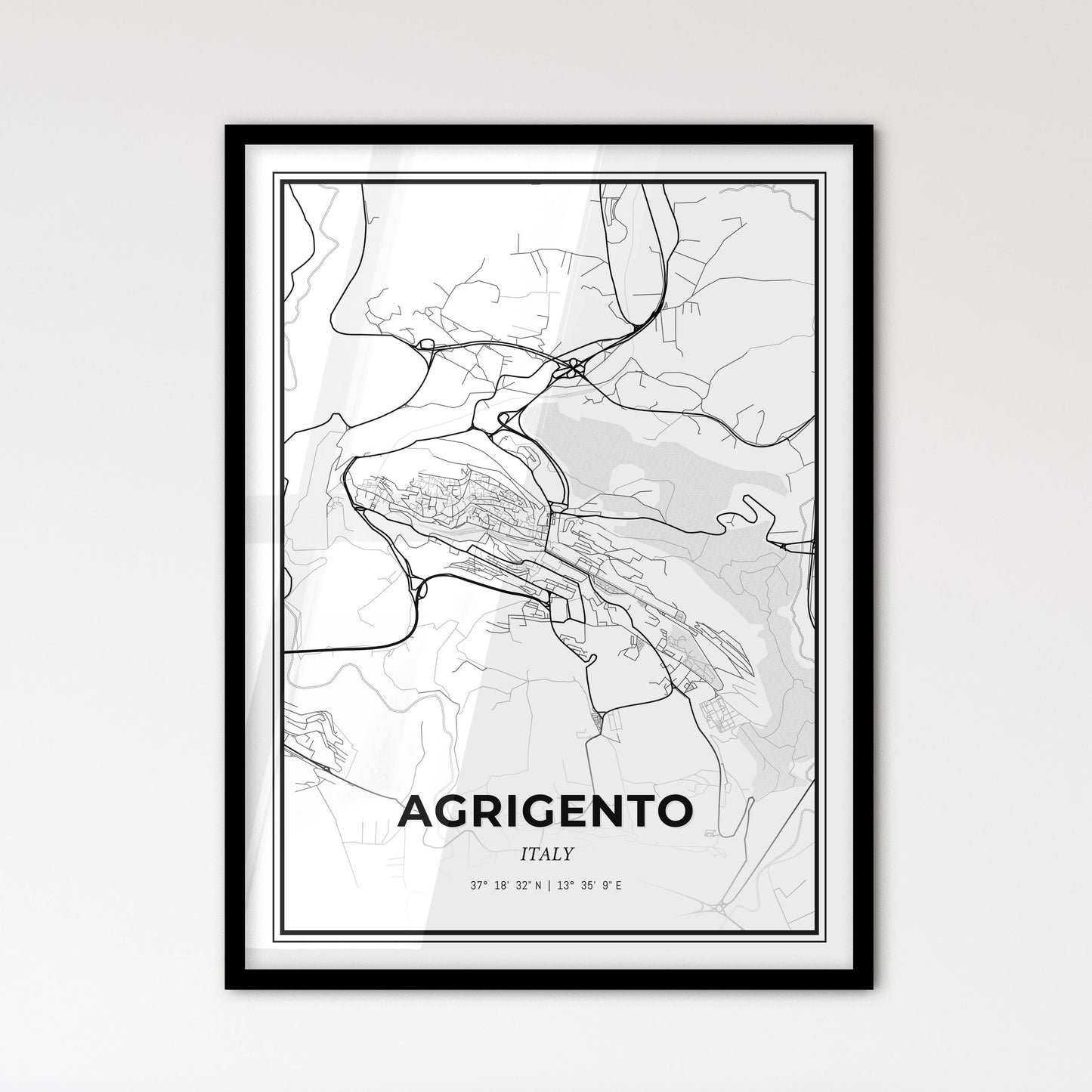 Agrigento Italy - Scandinavian Style City Map for Modern Home Decor