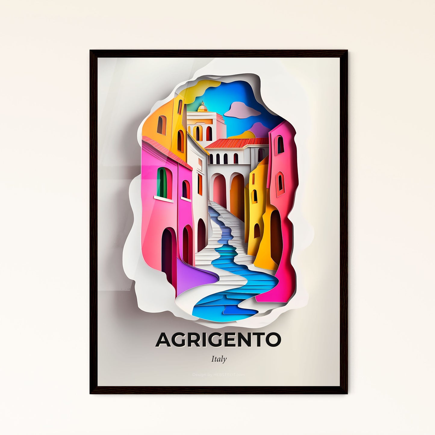 Vivid Agrigento, Italy - a paper cut of a colorful city with stairs