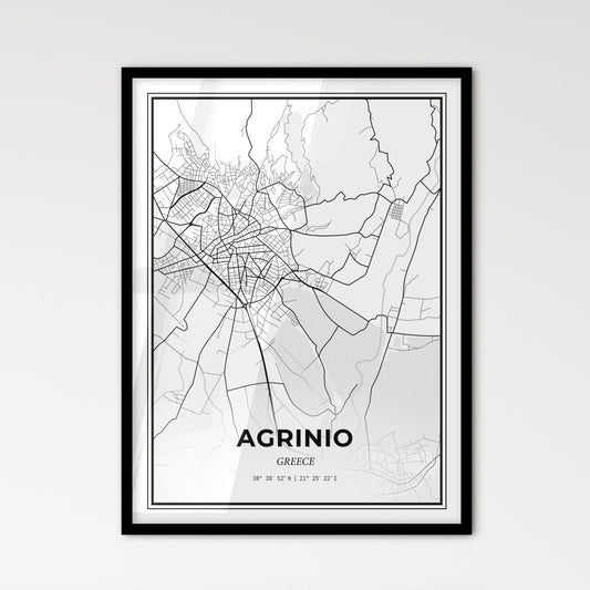 Agrinio Greece - Scandinavian Style City Map for Modern Home Decor