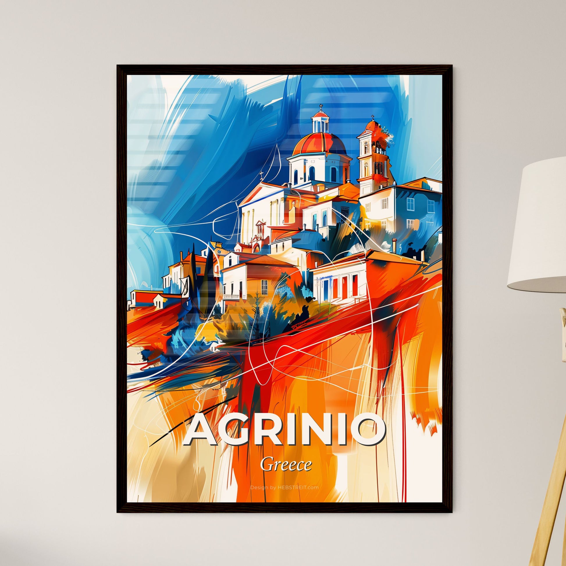 Vibrant Agrinio, Greece - A Painting Of A Town