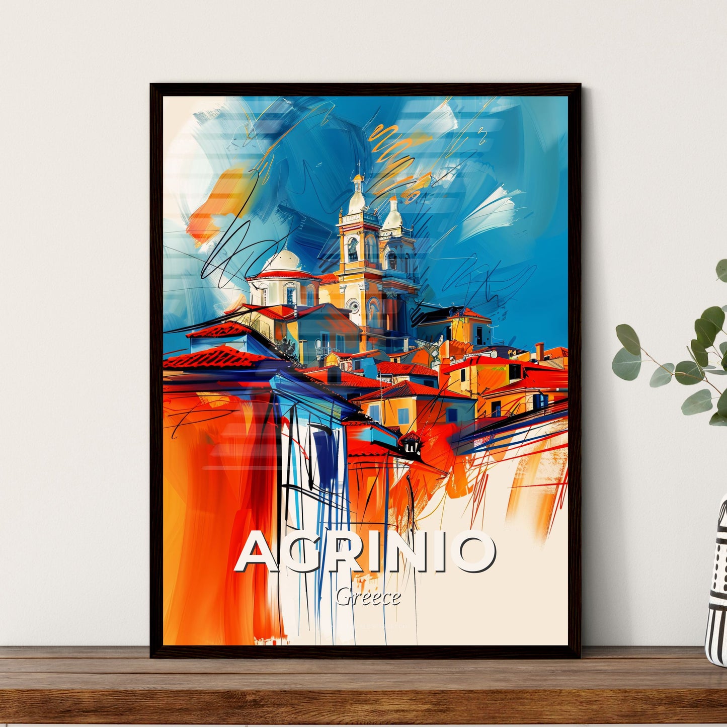 Vibrant Agrinio, Greece - A Painting Of A City