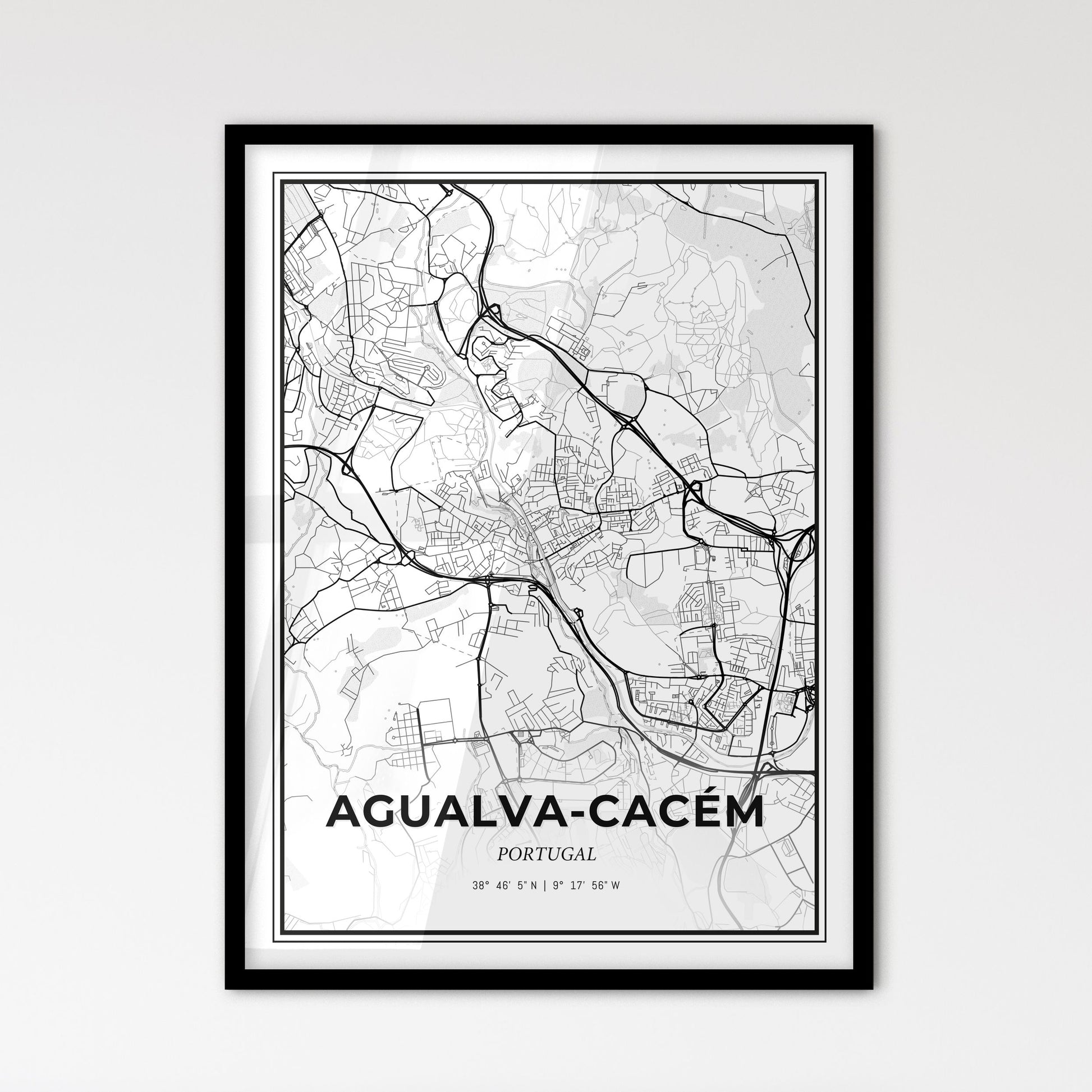 Agualva-Cacém Portugal - Scandinavian Style City Map for Modern Home Decor