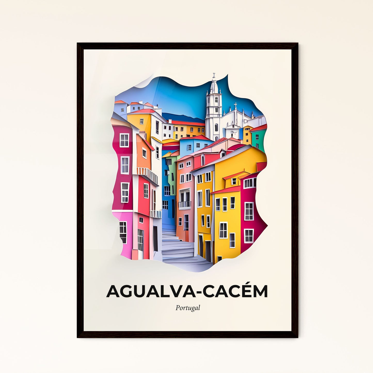 Vivid Agualva-Cacém, Portugal - a cut out of a city with a clock tower