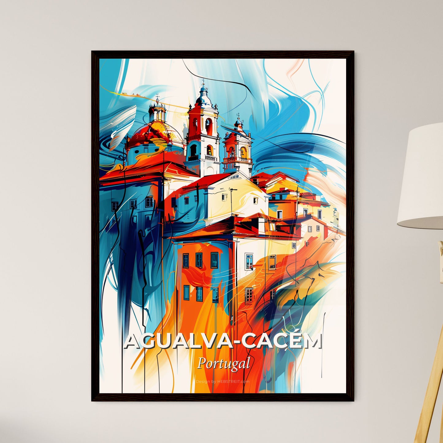 Vibrant Agualva-Cacém, Portugal - A Painting Of A Building With A Colorful Design