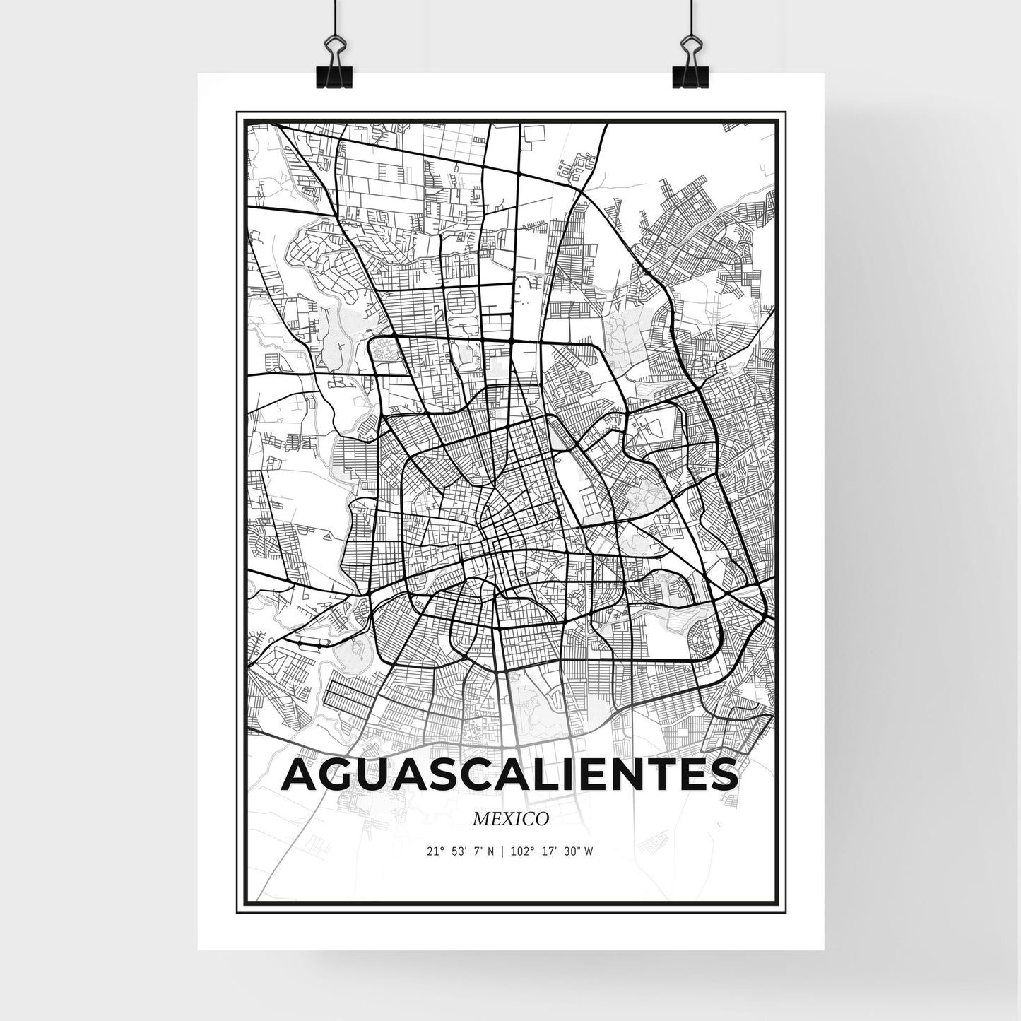 Aguascalientes Mexico - Premium City Map Poster