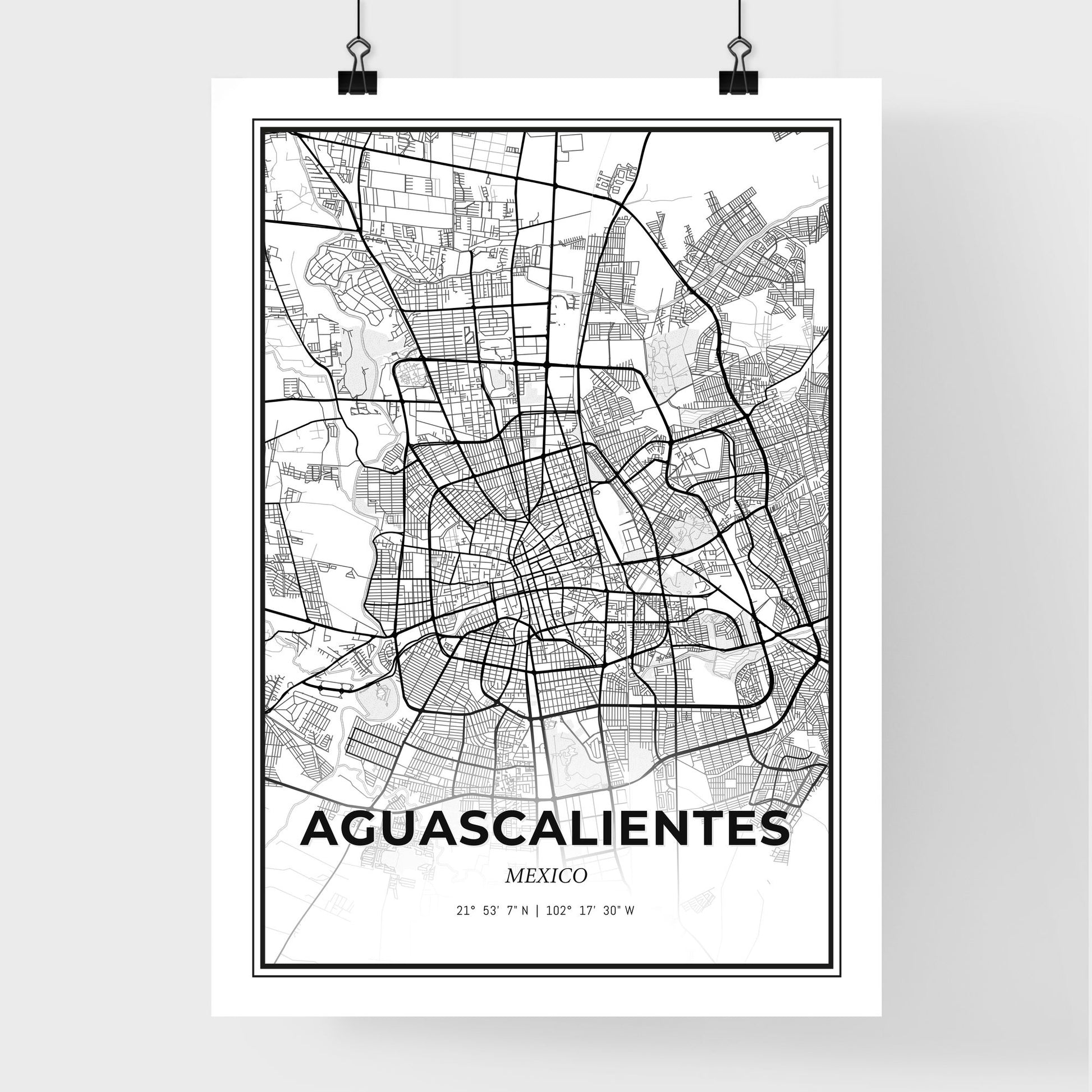 Aguascalientes Mexico - Premium City Map Poster