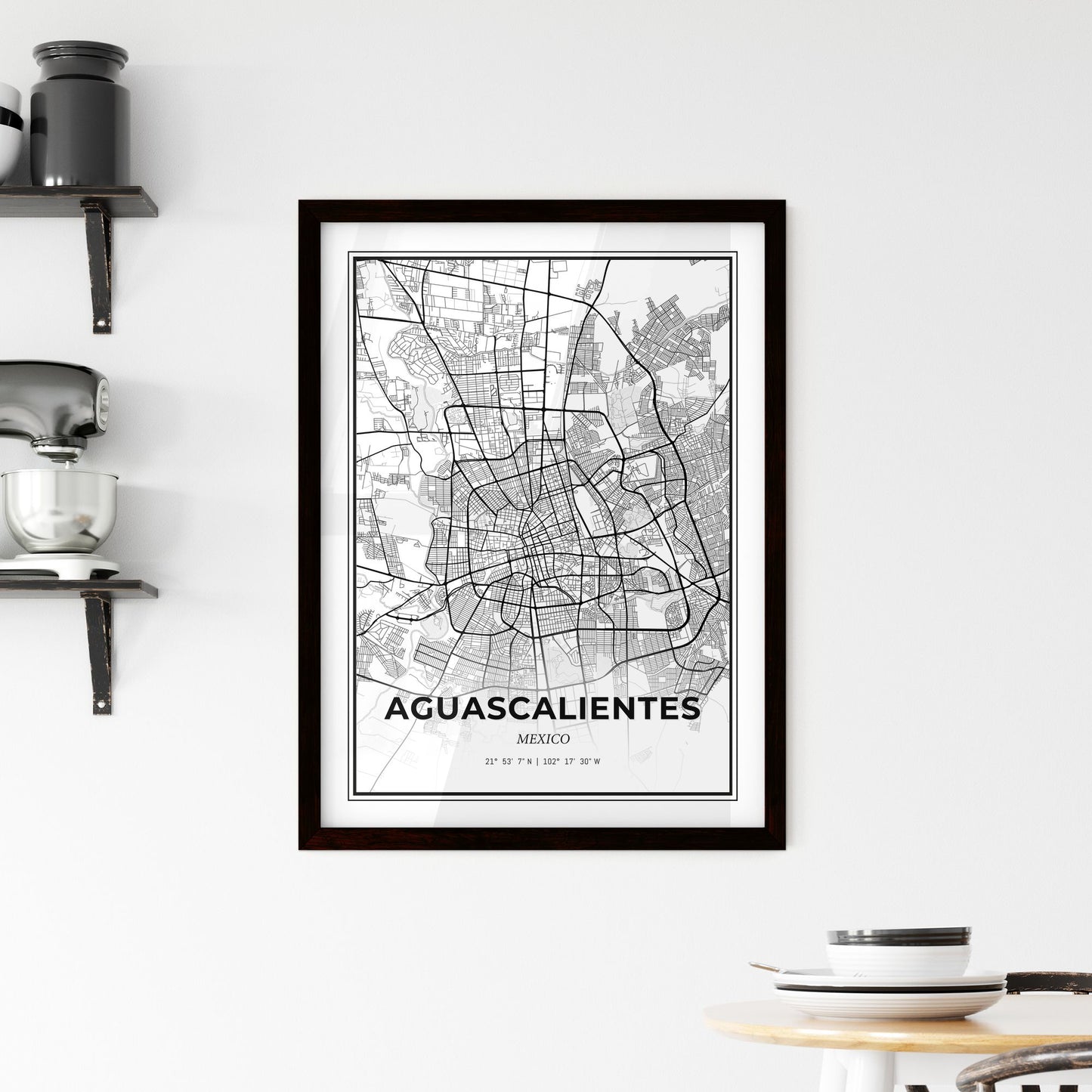 Aguascalientes Mexico - Minimal City Map