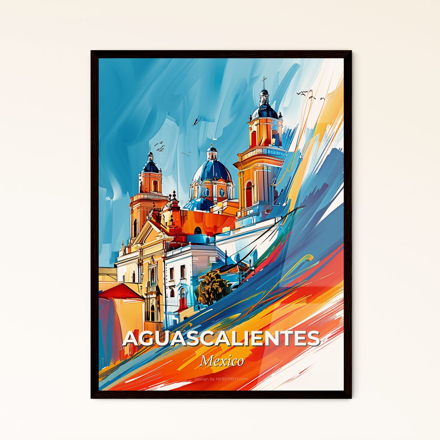 Vibrant Aguascalientes, Mexico - A Colorful Painting Of A Building