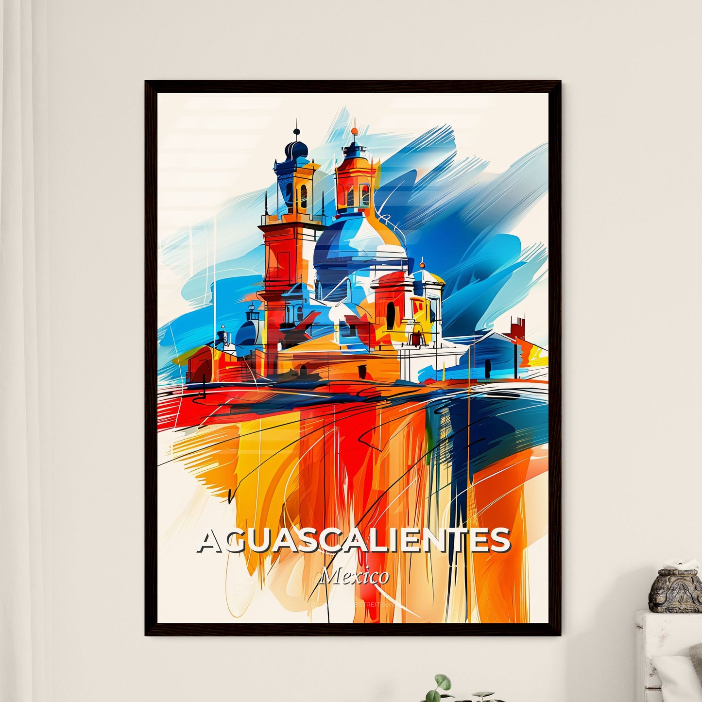 Vibrant Aguascalientes, Mexico - A Colorful Painting Of A Building