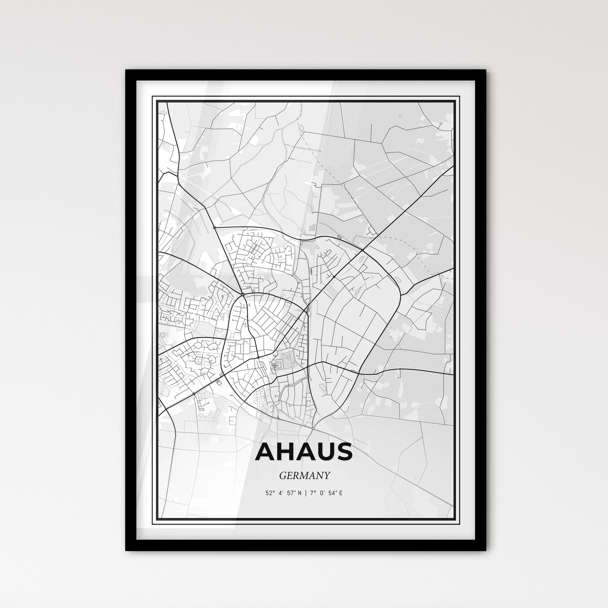 Ahaus Germany - Scandinavian Style City Map for Modern Home Decor