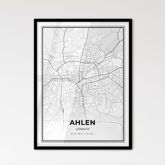 Ahlen Germany - Scandinavian Style City Map for Modern Home Decor