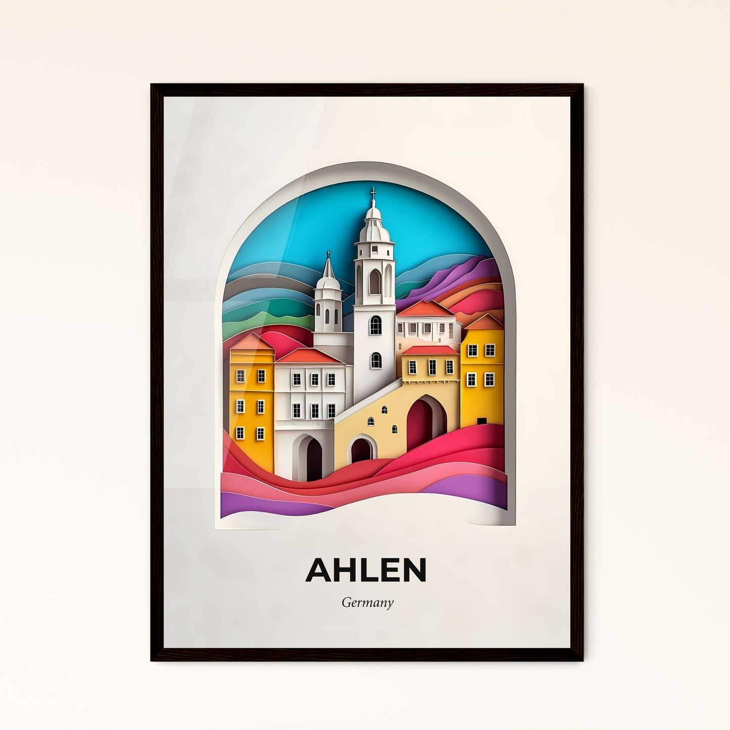 Vivid Ahlen, Germany - a paper cut of a city with a clock tower