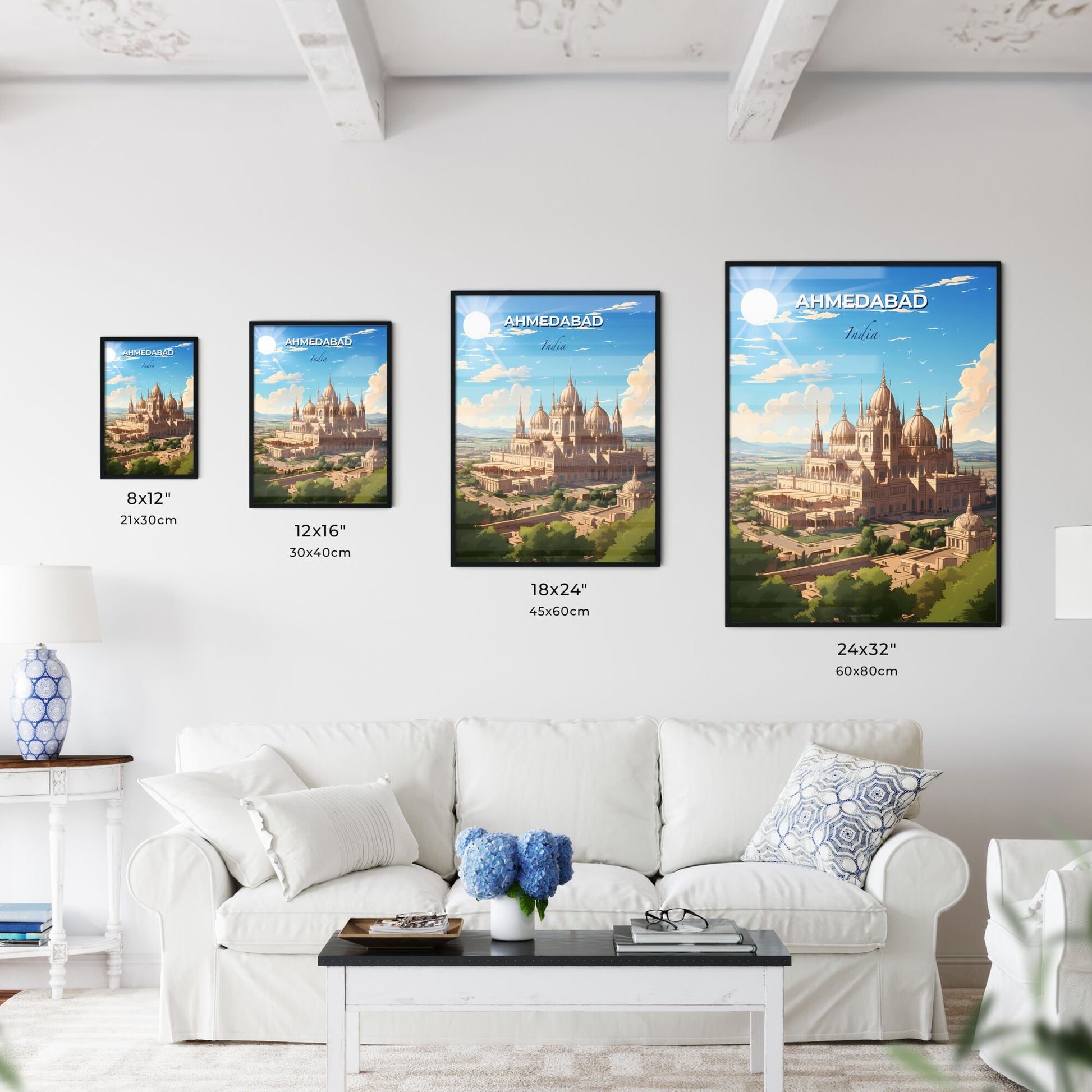 Vibrant Skyline Painting of Ahmedabad, India's Towers and Architecture Default Title