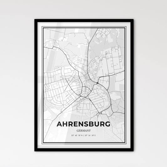 Ahrensburg Germany - Scandinavian Style City Map for Modern Home Decor