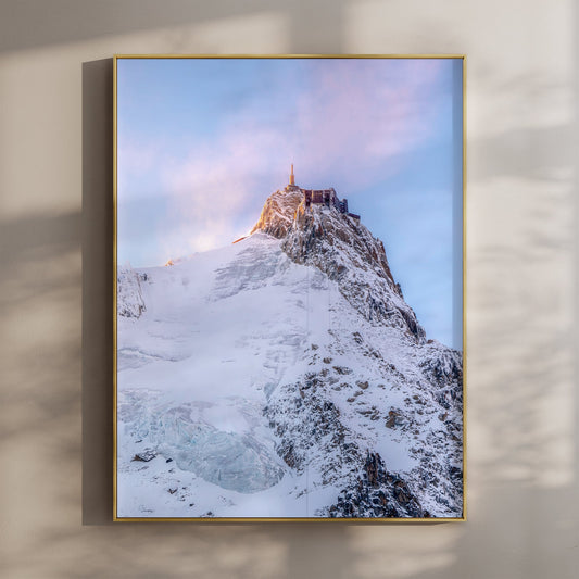 Aiguille du Midi Wall Art – Winter Alpine Mountain Print