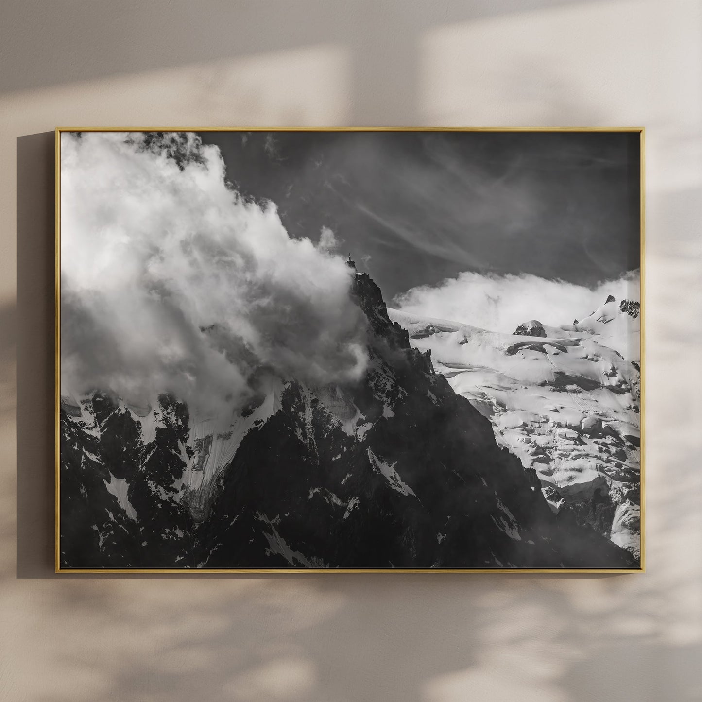 Aiguille du Midi Wall Art Print – Black and White Mountain Photography
